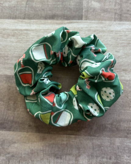 Green Pickleball Cotton Handmade Scrunchie