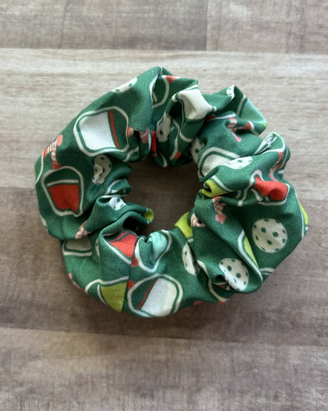 Green Pickleball Cotton Handmade Scrunchie
