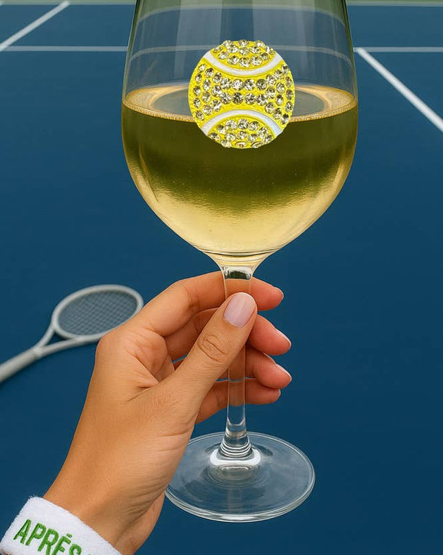 Tennis Ball Jeweled Stemmed Wine Glass