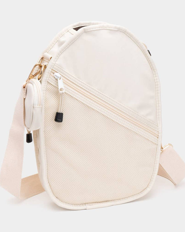 Pickleball Sling Crossbody Bag, Ivory Black