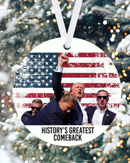 Trump History’s Greatest Comeback Ornament, Trump Fist Decor