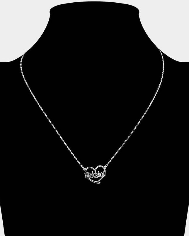 Brass Metal Pickleball Heart Pendant Necklace