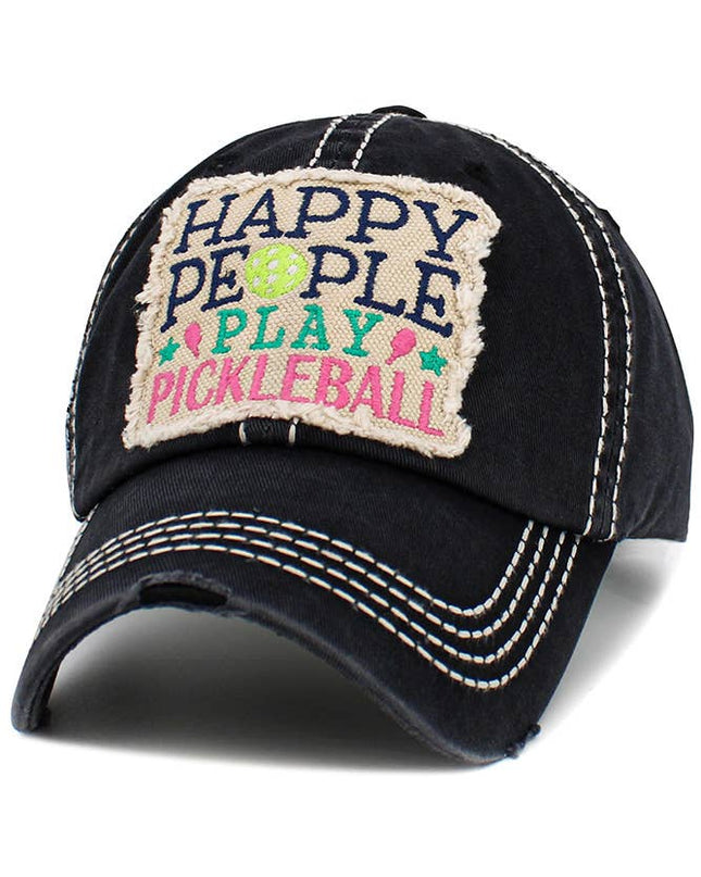 HAPPY PEOPLE PLAY PICKLEBALL Vintage Baseball Cap