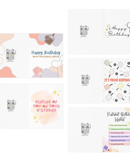 Pickleball Birthday Greeting Card Bundle Gift Set (Pack of 5)