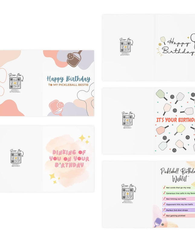 Pickleball Birthday Greeting Card Bundle Gift Set (Pack of 5)