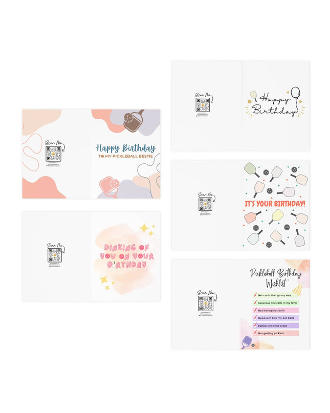 Pickleball Birthday Greeting Card Bundle Gift Set (Pack of 5)