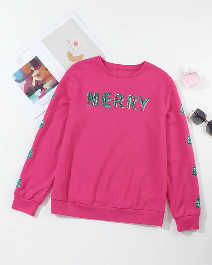 Merry Sequin Letters Sweatshirt