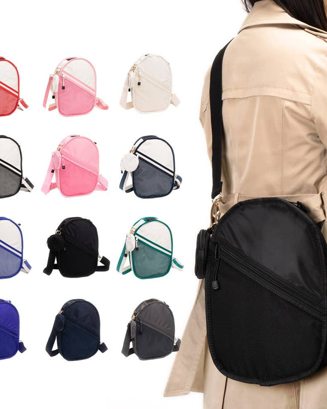 Pickleball Sling Crossbody Bag, Ivory Black