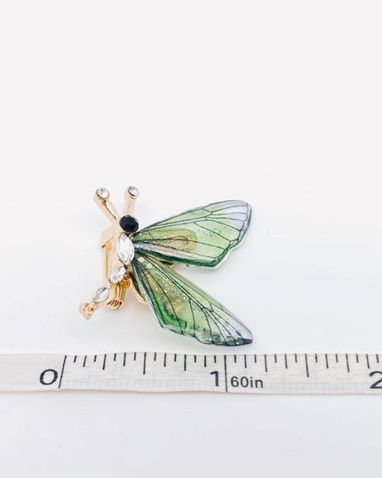 Resin Wings Rhinestone Butterfly Brooch