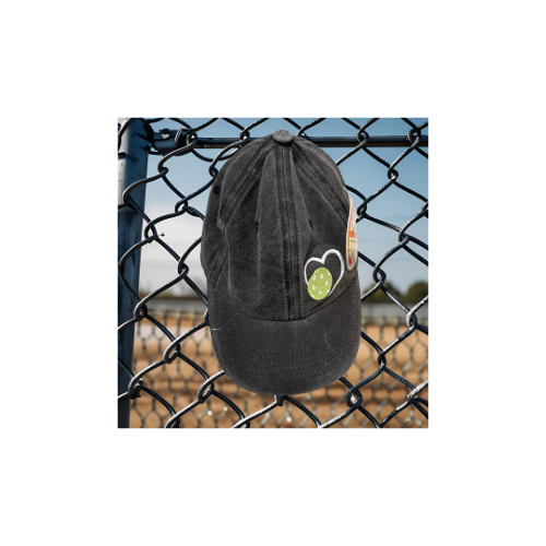 "Pickleball w/Heart" Exclusive Embroidered Vintage Distressed Washed Style Baseball Caps