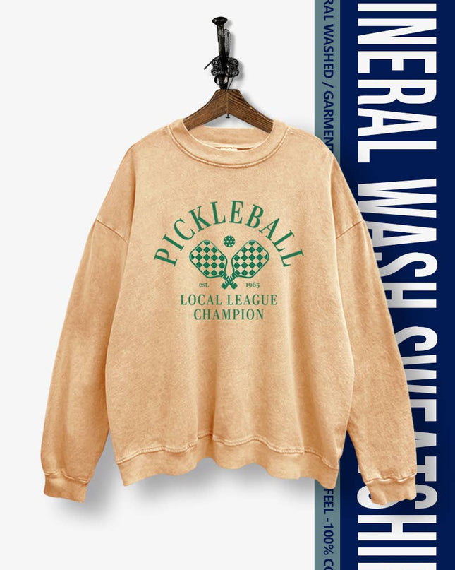 PICKLEBALL PRINT MINERAL WASH SWEATSHIRT BLUE