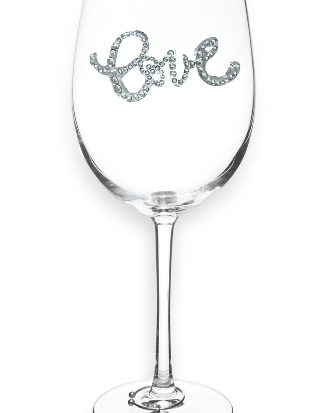 Love Jeweled Stemmed Wine Glass