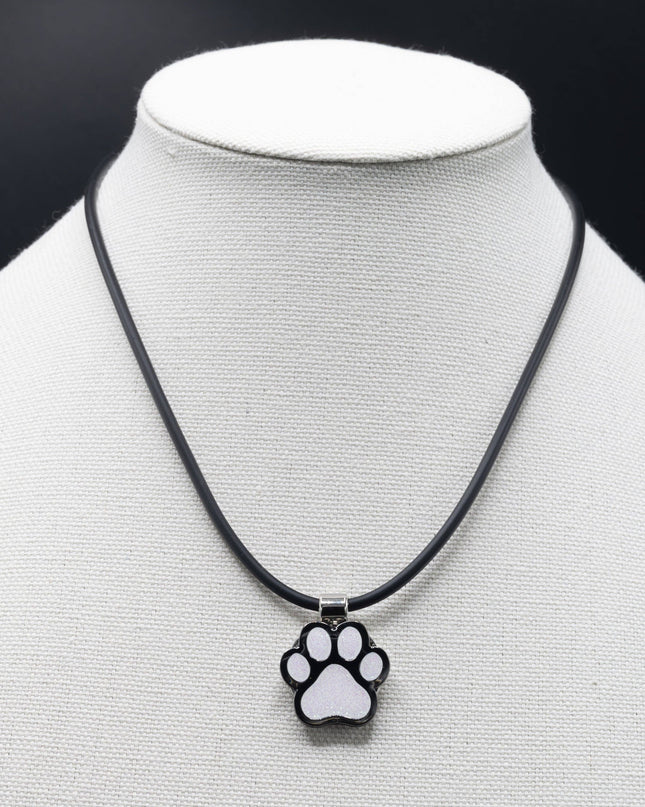 White Sparkle Paw Print Golf Ball Marker