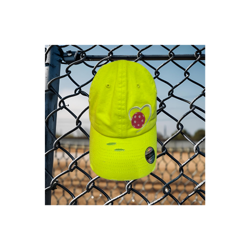 "Pickleball w/Heart" Exclusive Embroidered Vintage Distressed Washed Style Baseball Caps