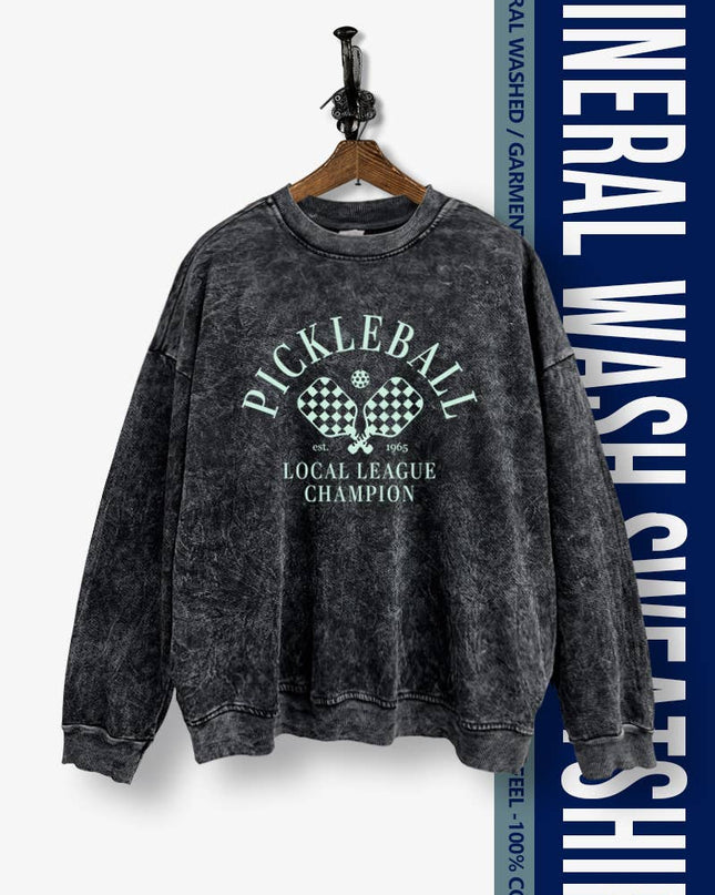 PICKLEBALL PRINT MINERAL WASH SWEATSHIRT BLUE