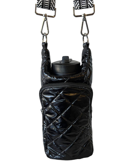 Black Water Bottle Bag Crossbody Hydro Puffer Tote