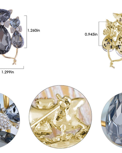 Light Smoked Topaz Kitty Cat Animal Brooch Pin