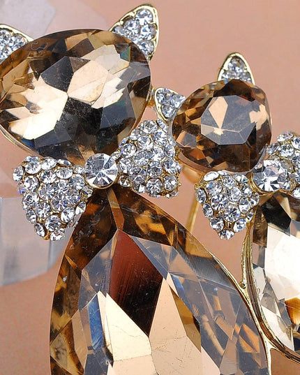 Light Smoked Topaz Kitty Cat Animal Brooch Pin