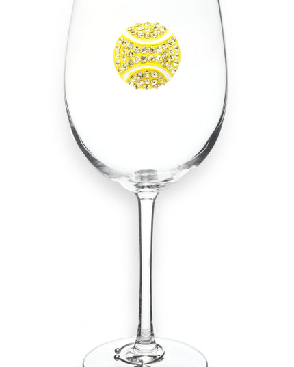 Tennis Ball Jeweled Stemmed Wine Glass