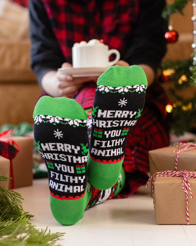 Merry Xmas You Filthy Animal Socks