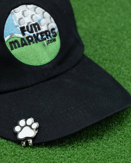 White Sparkle Paw Print Golf Ball Marker