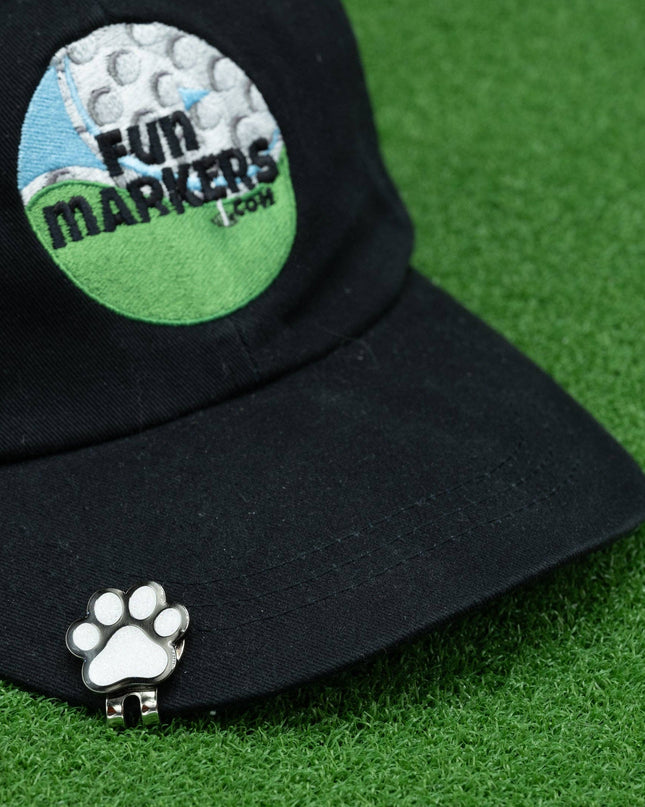 White Sparkle Paw Print Golf Ball Marker