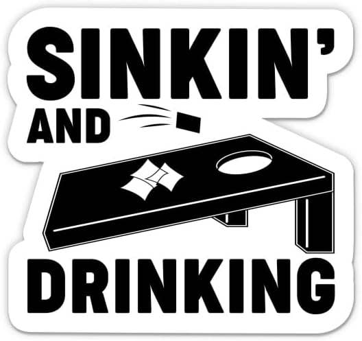 Sinking and Drinking Cornhole Waterproof Sticker