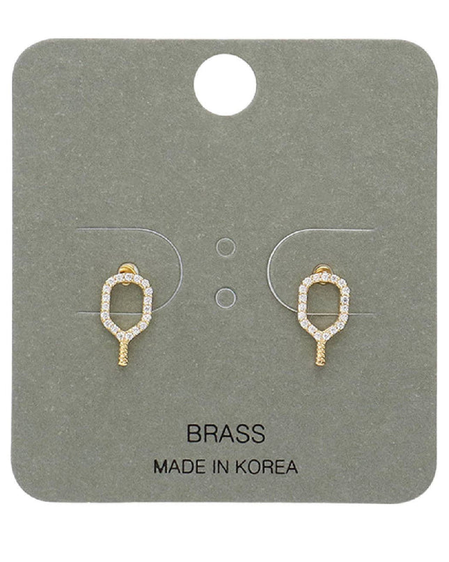 Pickleball Paddle CZ Earrings Silver