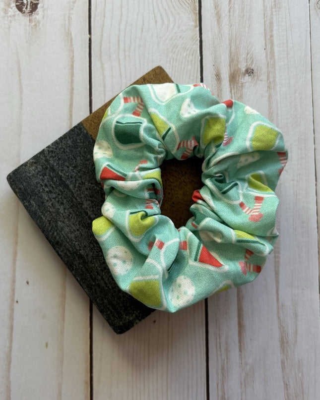Light Blue Pickleball Cotton Handmade Scrunchie