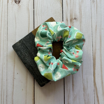 Light Blue Pickleball Cotton Handmade Scrunchie