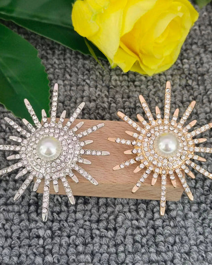 Cubic Zirconia Metal Sunflower Brooch