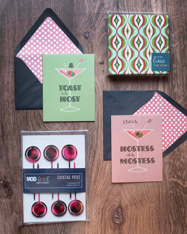 Toast to the Hostess with the Mostess Vintage Martini Card
