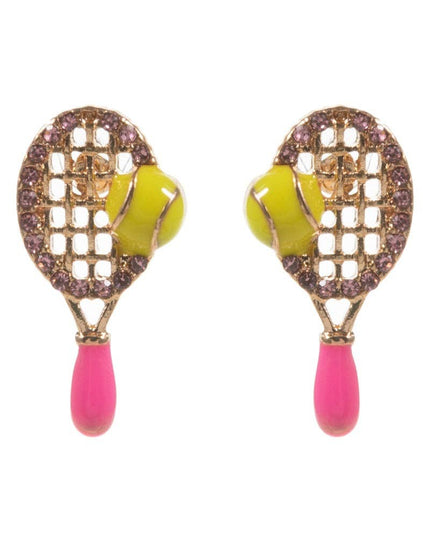 Tennis Enamel Rhinestone Post Earrings