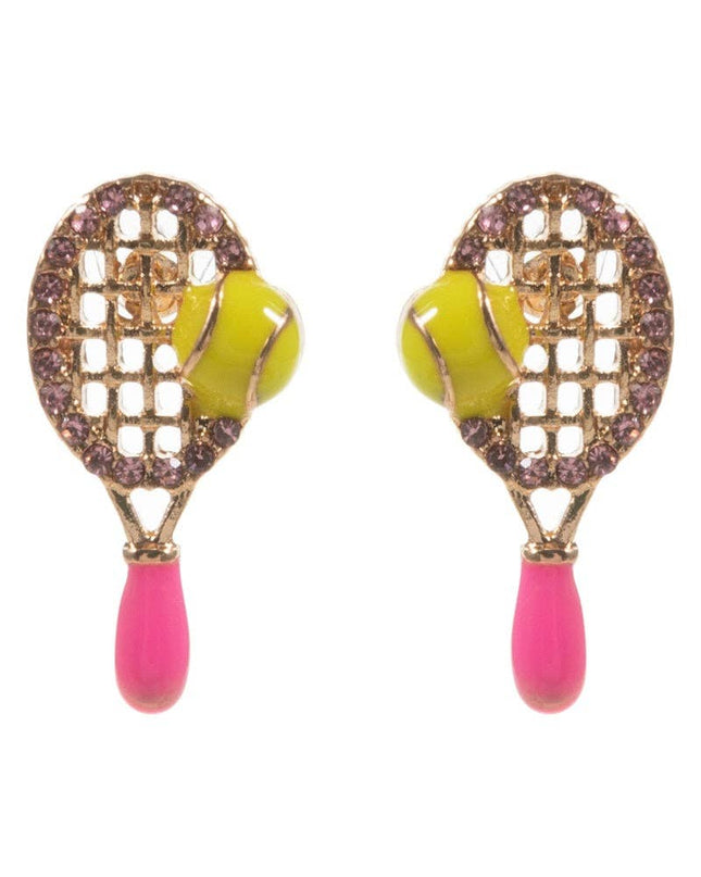 Tennis Enamel Rhinestone Post Earrings