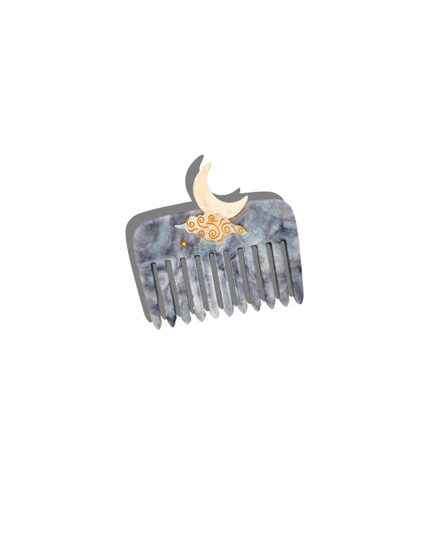 Hand-painted Celestial Moon Pocket Hair Comb | Eco-Friendly