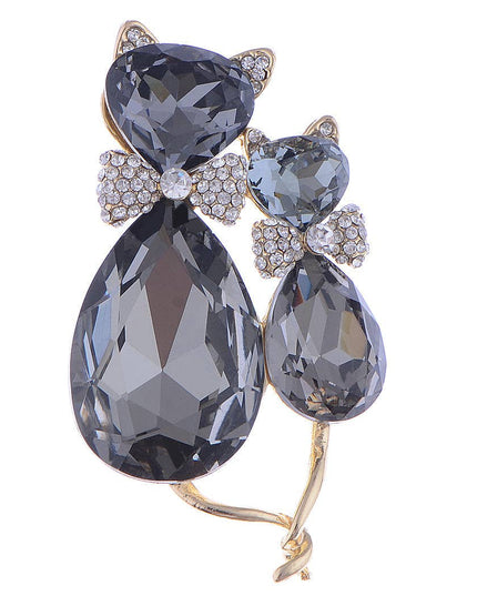 Light Smoked Topaz Kitty Cat Animal Brooch Pin