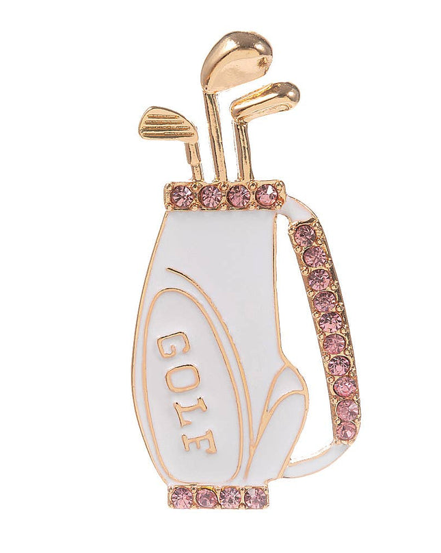 Enamel Rhinestone Accent Golf Bag Pin Brooch