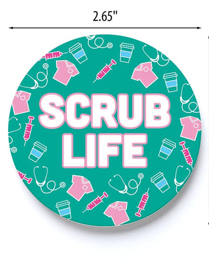 Car Coaster-Scrub Life Teal Icons
