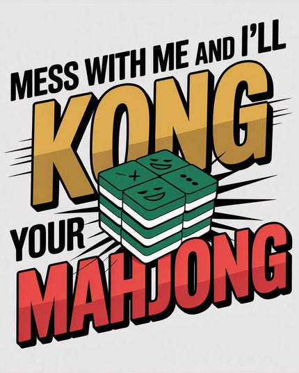 "Mess With Me and I’ll Kong Your Mahjong" Funny Square Mahjong Sticker – 3" Vinyl Decal for Mahjong Lovers