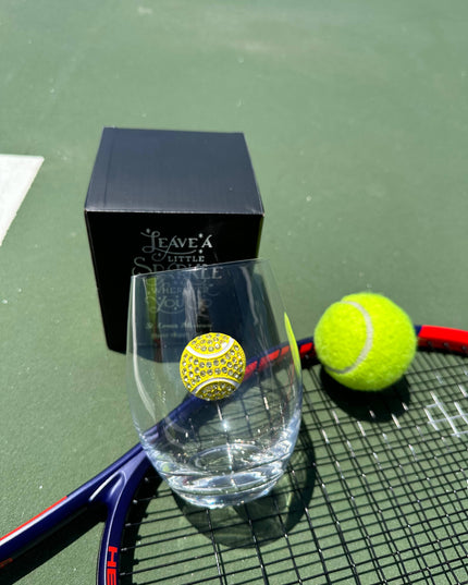Tennis Ball Jeweled Stemless Wine Glass