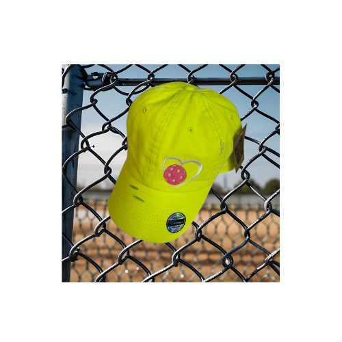"Pickleball w/Heart" Exclusive Embroidered Vintage Distressed Washed Style Baseball Caps