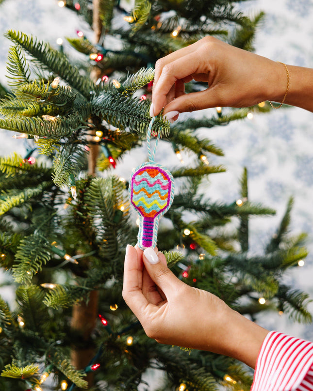 Needlepoint Icon Ornament - Pickleball Racket