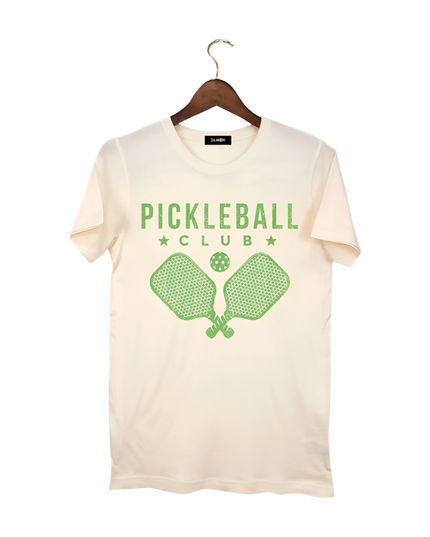 Pickleball with Cross Paddles Graphic T Shirt Ivory