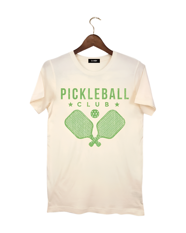 Pickleball with Cross Paddles Graphic T Shirt Ivory