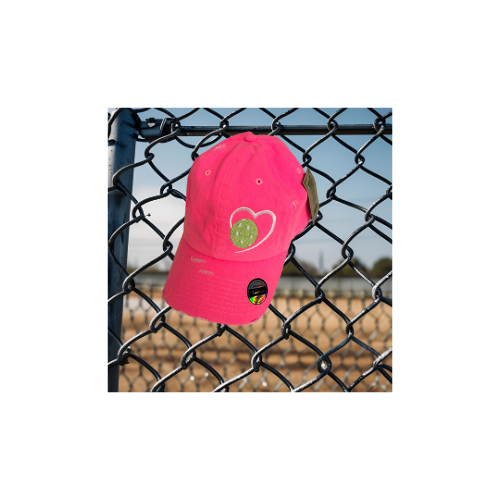 "Pickleball w/Heart" Exclusive Embroidered Vintage Distressed Washed Style Baseball Caps