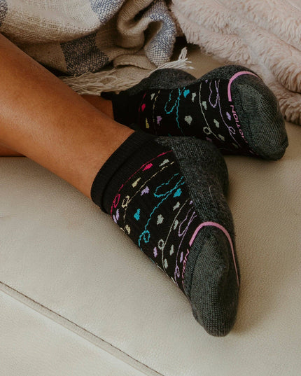 Scribble Hearts | Ankle Compression Socks For Women