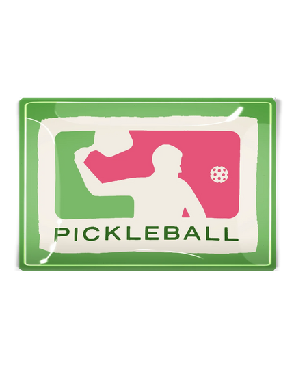 Play Pickleball Decoupage Glass Tray