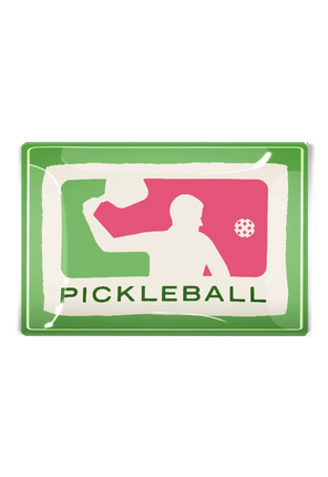 Play Pickleball Decoupage Glass Tray