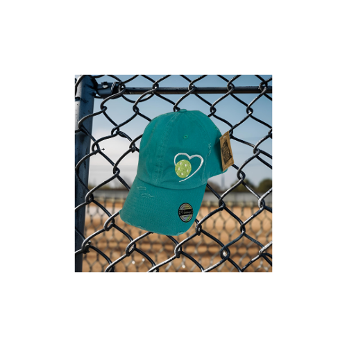 "Pickleball w/Heart" Exclusive Embroidered Vintage Distressed Washed Style Baseball Caps