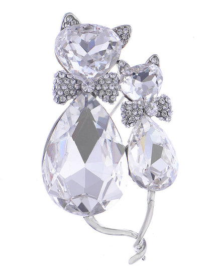 Light Smoked Topaz Kitty Cat Animal Brooch Pin